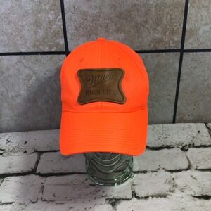 Miller High Life Beer Hat Orange‎ Reflective High Visibility Adjustable Ball Cap
